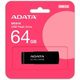 ADATA UC310 unidad flash USB 64 GB USB tipo A 3.2 Gen 1 (3.1 Gen 1) Negro, Lápiz USB negro, 64 GB, USB tipo A, 3.2 Gen 1 (3.1 Gen 1), 100 MB/s, Girar, Negro
