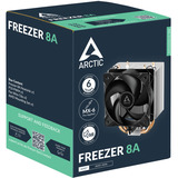 ARCTIC Freezer 8A Procesador Refrigerador de aire 10 cm Aluminio, Negro, Disipador de CPU Refrigerador de aire, 10 cm, Aluminio, Negro