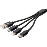 Digitus Cable de carga 3 en 1, USB-A 2.0 > Lightning + USB-C + Micro-USB negro