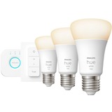 Philips Hue Kit de inicio: 3 bombillas inteligentes E27 (1100) + regulador de intensidad, Lámpara LED Philips Hue White Kit de inicio: 3 bombillas inteligentes E27 (1100) + regulador de intensidad, Bombilla inteligente, Blanco, Bluetooth/Zigbee, LED integrado, E27, Blanco suave