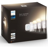 Philips Hue Kit de inicio: 3 bombillas inteligentes E27 (1100) + regulador de intensidad, Lámpara LED Philips Hue White Kit de inicio: 3 bombillas inteligentes E27 (1100) + regulador de intensidad, Bombilla inteligente, Blanco, Bluetooth/Zigbee, LED integrado, E27, Blanco suave