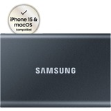 SAMSUNG Portable SSD T7 2000 GB Gris, Unidad de estado sólido gris, 2000 GB, USB Tipo C, 3.2 Gen 2 (3.1 Gen 2), 1050 MB/s, Protección mediante contraseña, Gris