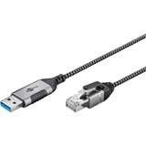 goobay Cable adaptador Ethernet USB-A 3.2 Gen1 > RJ-45, Slim negro/Gris