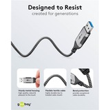 goobay Cable adaptador Ethernet USB-A 3.2 Gen1 > RJ-45, Slim negro/Gris