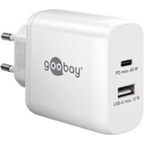 goobay Cargador rápido dual USB-C PD 45 vatios blanco