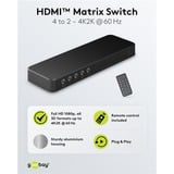goobay Conmutador matriz HDMI 4 a 2 (4K @ 60Hz), Splitter HDMI negro