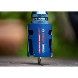 Bosch EXPERT CONSTRUCTION MATERIAL sierra de corona Taladro 6 pieza(s) Establecer, Taladro, Ladrillo, Tableros de partículas, Plástico, Madera blanda, Azulejo, Azul, Oro, Rojo, Acero inoxidable, Carburo de tungsteno (TC), 6 cm