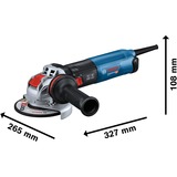 Bosch GWX 17-125 S amoladora angular 12,5 cm 11500 RPM 1700 W 2,5 kg azul/Negro, 11500 RPM, 12,5 cm, Corriente alterna, 2,5 kg