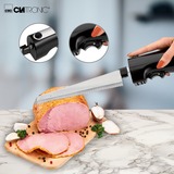 Clatronic EM 3702 cuchillo eléctrico 120 W Negro, Plata negro/Acero fino, Negro, Plata, Pan, Pescados, Fruta, Carnes, Repostería, Vegetal, Hoja recta, 120 W, Corriente alterna, 220 - 240 V