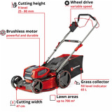EINHELL Cortacésped profesional a batería GP-CM 36/47 S Li BL, 36 Voltios (2x18 Voltios) rojo/Negro