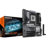 GIGABYTE B850 EAGLE WIFI6E Placa Base - Procesadores AMD Ryzen Serie 9000, VRM digital de 8+2+2 fases, hasta 8200MHz DDR5 (OC), 1xPCIe 5.0 + 2xPCIe 4.0 M.2, LAN GbE, WIFI 6E, USB 3.2 Gen 2 negro/Gris, VRM digital de 8+2+2 fases, hasta 8200MHz DDR5 (OC), 1xPCIe 5.0 + 2xPCIe 4.0 M.2, LAN GbE, WIFI 6E, USB 3.2 Gen 2, AMD, Zócalo AM5, AMD Ryzen 7000 Series, AMD Ryzen 8000 Series, AMD Ryzen 9000 Series, Zócalo AM5, DDR5-SDRAM, 256 GB