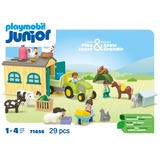 PLAYMOBIL Junior: Aventura en la granja con tractor, remolque y amigos animales, Juegos de construcción 