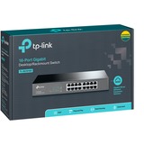 TP-Link TL-SG1016D No administrado Gigabit Ethernet (10/100/1000) Negro, Interruptor/Conmutador marrón, No administrado, Gigabit Ethernet (10/100/1000), Bidireccional completo (Full duplex), Montaje en rack, Minorista