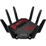 ASUS ROG Rapture GT-BE19000 router inalámbrico Multi-Gigabit Ethernet Tribanda (2.4 GHz / 5 GHz / 6 GHz) Negro, Rojo Wi-Fi 7 (802.11be), Tribanda (2.4 GHz / 5 GHz / 6 GHz), Ethernet, Negro, Rojo, Router de sobremesa