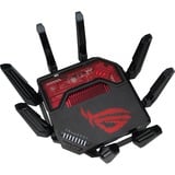 ASUS ROG Rapture GT-BE19000 router inalámbrico Multi-Gigabit Ethernet Tribanda (2.4 GHz / 5 GHz / 6 GHz) Negro, Rojo Wi-Fi 7 (802.11be), Tribanda (2.4 GHz / 5 GHz / 6 GHz), Ethernet, Negro, Rojo, Router de sobremesa