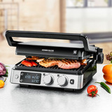 Rommelsbacher Parrilla de contacto KG 2025, Barbacoa de contacto acero fino/Negro