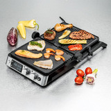 Rommelsbacher Parrilla de contacto KG 2025, Barbacoa de contacto acero fino/Negro