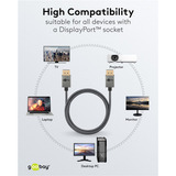goobay Cable DisplayPort 2.0/2.1 Slim plateado/Negro