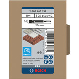 Bosch 2 608 690 131 broca Broca de cincel plano 10 pieza(s) Martillo perforador, Broca de cincel plano, 250 mm, SDS Plus, 10 pieza(s)