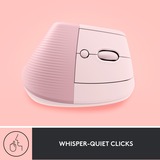 Logitech Lift Ratones, Ratón rosa, mano derecha, Diseño vertical, Óptico, RF Wireless + Bluetooth, 4000 DPI, Rosa