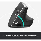 Logitech MX Vertical, Ratón negro/Plateado, mano derecha, Óptico, RF Wireless + Bluetooth, 4000 DPI, Grafito