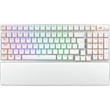 ASUS ROG Strix Scope II 96 Wireless teclado Juego USB + RF Wireless + Bluetooth QWERTZ Alemán Blanco, Teclado para gaming blanco, Inalámbrico y alámbrico, USB + RF Wireless + Bluetooth, Interruptor mecánico, QWERTZ, LED RGB, Blanco