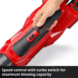 EINHELL Soplador de hojas profesional a batería GP-LB 36/230 Li E BL-Solo, 36Volt (2x18V) rojo/Negro