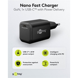 goobay Cargador rápido USB-C PD GaN Nano 65 W negro