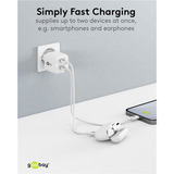 goobay Cargador rápido dual USB-C Nano, PD, GaN, 35 vatios blanco