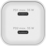 goobay Cargador rápido dual USB-C Nano, PD, GaN, 35 vatios blanco