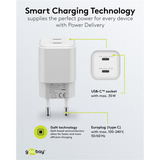 goobay Cargador rápido dual USB-C Nano, PD, GaN, 35 vatios blanco