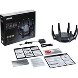 ASUS RT-AX89X AX6000 AiMesh router inalámbrico Ethernet Doble banda (2,4 GHz / 5 GHz) Negro negro/Dorado, Wi-Fi 6 (802.11ax), Doble banda (2,4 GHz / 5 GHz), Ethernet, 3G, Negro, Router de sobremesa