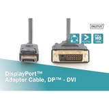 Digitus Cable adaptador DisplayPort > DVI-D, Interlock negro