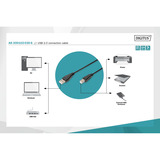 Digitus Cable de conexión USB 2.0 USB-A (enchufe) > USB-B (enchufe) negro