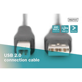Digitus Cable de conexión USB 2.0 USB-A (enchufe) > USB-B (enchufe) negro