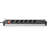 Digitus Regleta de enchufes de oficina 6 tomas, 3x USB plateado/Negro