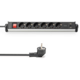 Digitus Regleta de enchufes de oficina 6 tomas, 3x USB plateado/Negro