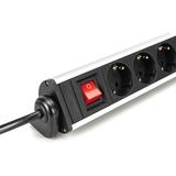 Digitus Regleta de enchufes de oficina 6 tomas, 3x USB plateado/Negro