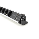 Digitus Regleta de enchufes de oficina 6 tomas, 3x USB plateado/Negro