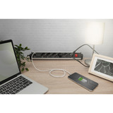 Digitus Regleta de enchufes de oficina 6 tomas, 3x USB plateado/Negro