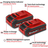 EINHELL Batería Power-X-Change Plus TWIN-PACK 18Volt 3,0Ah rojo/Negro