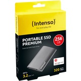 Intenso 256GB Premium Antracita, Unidad de estado sólido antracita, 256 GB, 1.8", Micro-USB B, 3.2 Gen 1 (3.1 Gen 1), 320 MB/s, Antracita