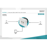 Digitus Enchufe empotrado, con puertos USB A y USB-C blanco