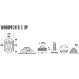 High Peak Woodpecker 3 LW, Tienda de campaña verde/Rojo