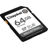 Kingston 64G SDXC Industrial pSLC, Tarjeta de memoria negro, 64 GB, SDHC, Clase 10, UHS-I, 100 MB/s, 80 MB/s
