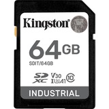 Kingston 64G SDXC Industrial pSLC, Tarjeta de memoria negro, 64 GB, SDHC, Clase 10, UHS-I, 100 MB/s, 80 MB/s