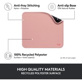 Logitech 956-000050 alfombrilla para ratón Rosa, Alfombrilla de ratón rosa, Rosa, Monocromo, Nylon, Poliéster, Caucho, Base antiderrapante