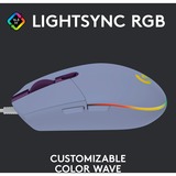 Logitech G203 LIGHTSYNC ratón USB tipo A 8000 DPI, Ratones para gaming lila, USB tipo A, 8000 DPI, 1 ms, Lila
