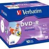 Verbatim 43508 DVD en blanco 4,7 GB DVD+R 10 pieza(s), DVDs vírgenes DVD+R, 120 mm, Imprimible, Caja de joyas, 10 pieza(s), 4,7 GB