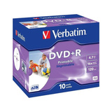 Verbatim 43508 DVD en blanco 4,7 GB DVD+R 10 pieza(s), DVDs vírgenes DVD+R, 120 mm, Imprimible, Caja transparente para CD, 10 pieza(s), 4,7 GB